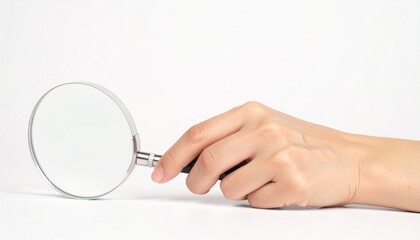 A hand holding a magnifying glass, focusing on research and exploration. This image captures the essence of curiosity and investigation