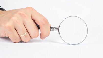 A hand holding a magnifying glass
