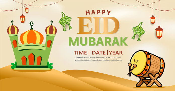 Happy Eid Mubarak Vector Illustration for Islamic Festival