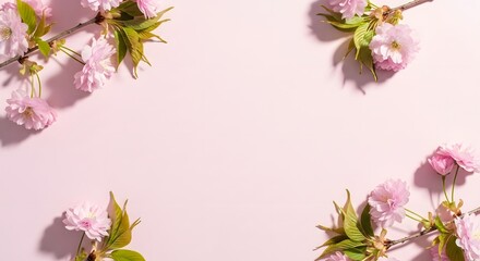 Happy mother's day wishes with beautiful pink flowers and green leaves