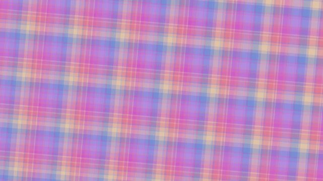 Vibrant plaid pattern with purple, blue, pink, and yellow stripes in a grid layout, graphic illustration