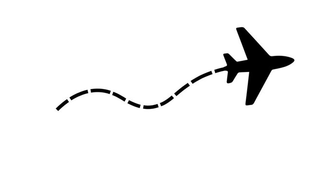 an icon animation with an object image of a plane flying from left to right