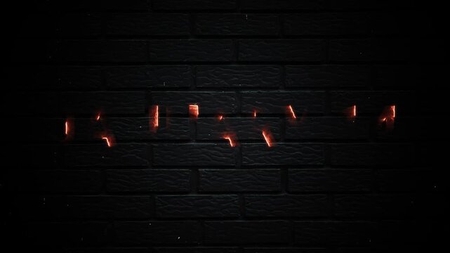14th January Fourteen 14 Text Glowing Neon Month Date Calendar Animation Brick Background