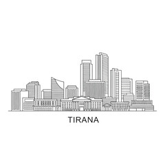 Fototapeta premium Outline vector illustration of tirana city skyline with modern and historical buildings