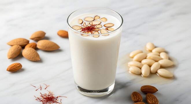 Ramadan iftar drink refreshing kesar doodh with nuts and saffron