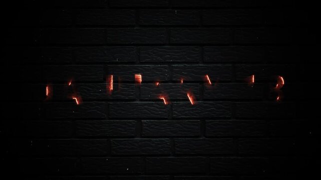 18th January Eighteen 18 Text Glowing Neon Month Date Animation Brick Background