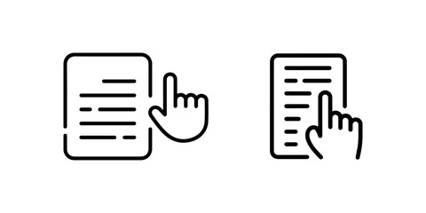 Hand icon pointing to document, signifying selection, clicking, interaction, decision making, user choice, document selection, digital interface, call to action, human interaction with paper