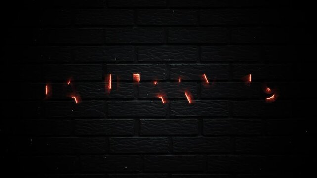 19th January Nineteen 19 Text Glowing Neon Month Date Animation Brick Background