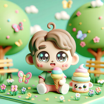 anak minus es krim di taman