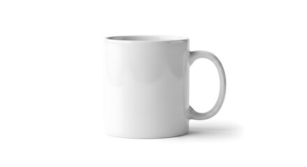 Fototapeta premium Empty White Ceramic Mug with Smooth Glossy Finish on Plain Light Background