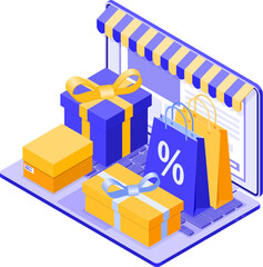Isometric Online Internet Shopping
