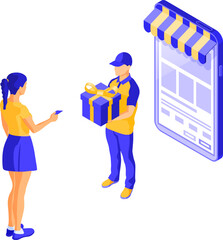 Isometric Online Internet Shopping