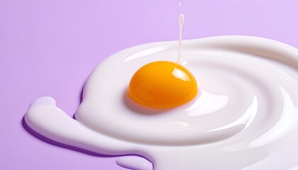 Surreal Fried Egg - A Conceptual Food Art Piece on Purple Background.