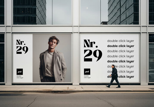 Store window advertising or billboard mockup