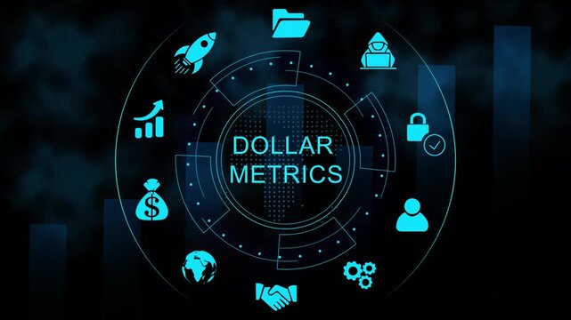 Futuristic Dollar Metrics Dashboard Interface Technology, Internet and network concept, Tech Performance Panel , Digital Data Analytic HUD graph background animation video