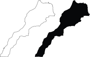 Fototapeta premium Morocco outline map and solid map silhouette country
