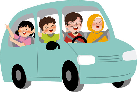 Family travelling with car