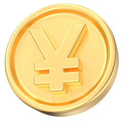 Obraz premium Shiny 3D Gold Japanese Yen Coin Symbolizing Wealth, Finance, and Digital Currency Investment 