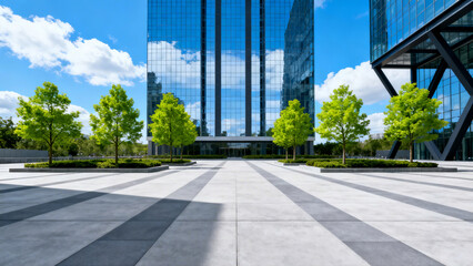 Fototapeta premium Empty floors and office buildings in the financial center, Qingdao, China 