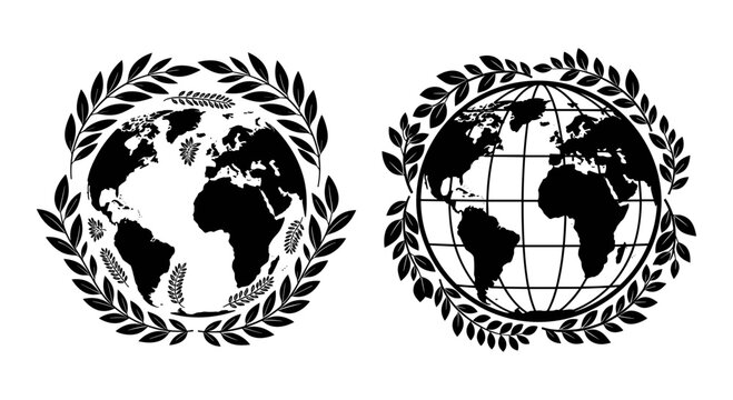 United nations emblem depicting earth with laural wreaths on both sides Vector, illustration