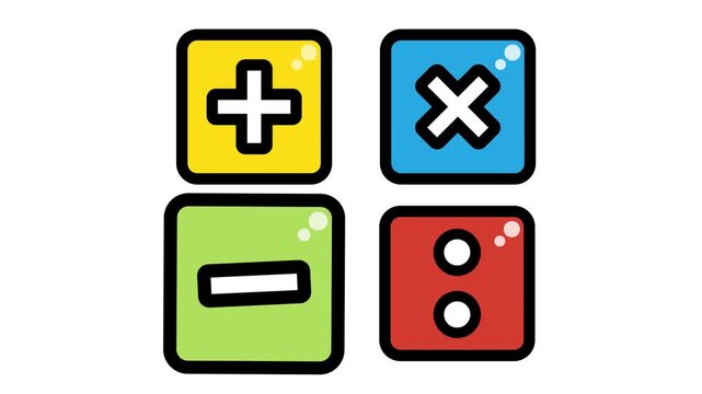 Calculation box. Addition, Subtraction, Multiplication, Division. Mathematical symbols