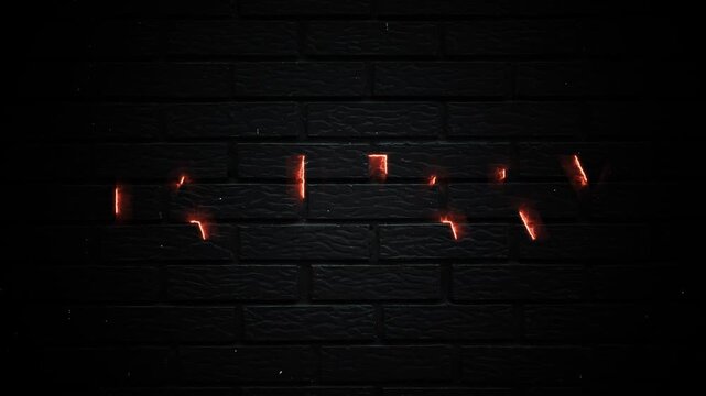January Text Glowing Neon Month Calendar Animation On Dark Brick Background