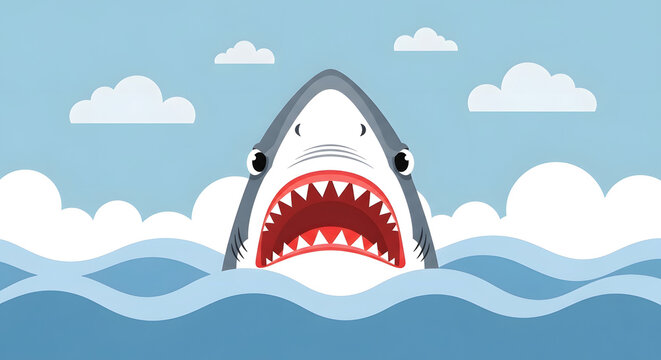 Angry Shark Face Illustration