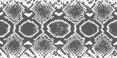 Seamless monochrome snakeskin pattern vector illustration with a distressed halftone texture for fashion textile and background design