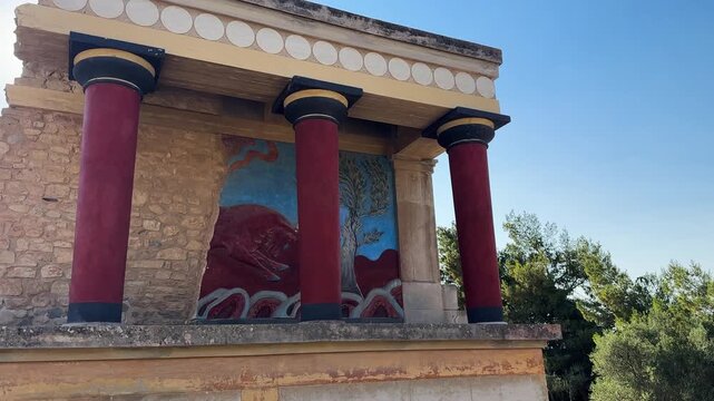 deatil of ancient ruines of famouse Knossos palace at Crete, Greece
