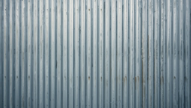 Weathered corrugated metal sheet with vertical ridges and subtle texture