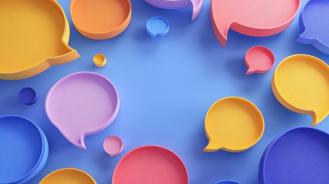 Comment shape flat design top view community forum theme 3D render Complementary Color Scheme. 