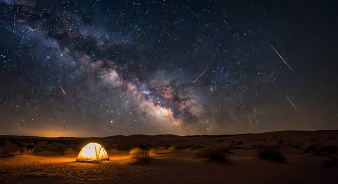 beatiful night sky and tent