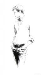 Fototapeta premium Minimal drawn male silhouette highlighting posture, balance, and power