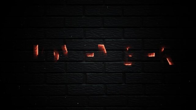 November Text Glowing Neon Month Calendar Animation On Dark Brick Background