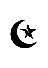 Fototapeta premium Black and white crescent moon and star symbol isolated on white background