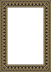Classic Greek black and gold square ornament. Vector pattern, ancient Hellenic rectangle. European border.