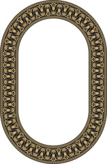 Classic Greek black and gold round oval ornament. Vector pattern, circle of ancient Hellenes. European border - ring.