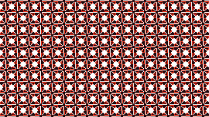 Vibrant geometric pattern with white, red, and black tiles
