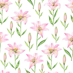Seamless pattern of lilies