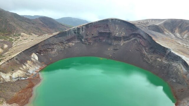 Stunning Okama Crater Lake | Mt. Zao | Japan - 4K Aerial Video
