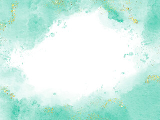 Pastel green watercolor abstract background. wedding invitation designs or card templates for greetings or invitations on valentines Day. watercolor paint brush glitter gold for wedding elements  © Noodear