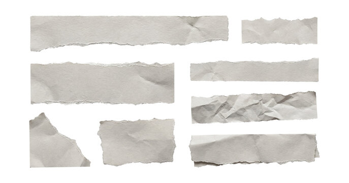 Rough ripped paper edges elements set.