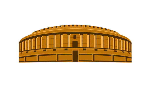 Vector Illustration of the Old Indian Parliament Building Sansad Bhavan.