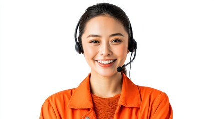 Smiling pro in bright outfit and headset