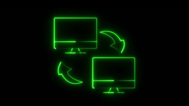 Neon Green Document Exchange File Transfer, Document Exchange  Files Data Synchronization Document Sharing Sync Concept.