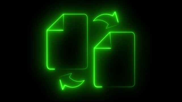 Neon Green Document Exchange File Transfer, Document Exchange  Files Data Synchronization Document Sharing Sync Concept.
