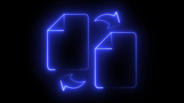 Neon Green Document Exchange File Transfer, Document Exchange  Files Data Synchronization Document Sharing Sync Concept.