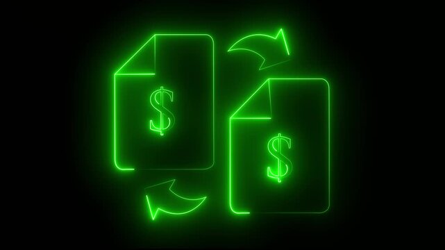 Financial Document Exchange with Dollar Symbol &ndash; Money Transfer Financial Documents Invoice Exchange Dollar Symbol Payment Processing Fintech Concept.