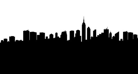 Obraz premium city, skyline, silhouette, urban, metropolis, buildings, skyscrapers, downtown, architecture, cityscape, horizon, outline, black, monochrome, minimal, modern, graphic, vector, illustration, icon, symb