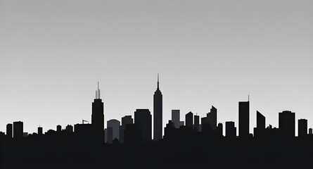 Obraz premium city, skyline, silhouette, urban, metropolis, buildings, skyscrapers, downtown, architecture, cityscape, horizon, outline, black, monochrome, minimal, modern, graphic, vector, illustration, icon, symb